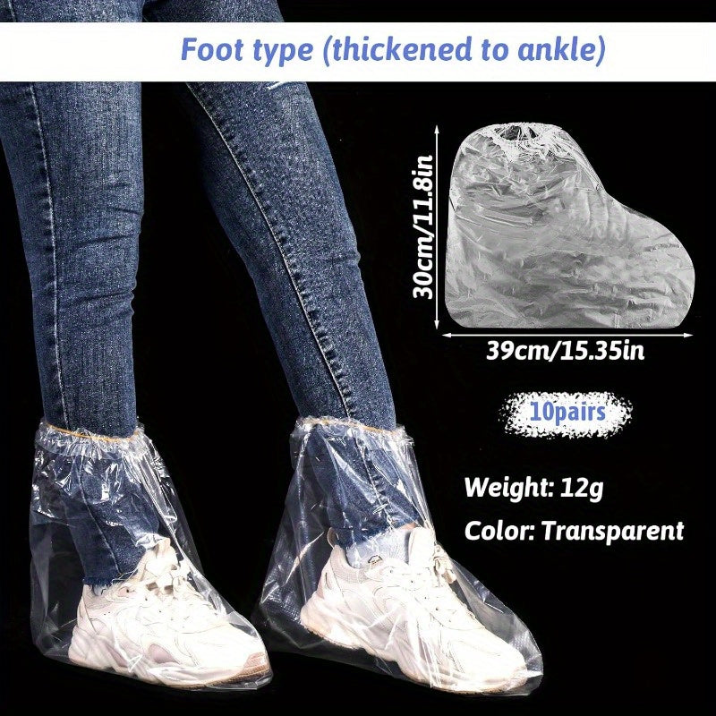 10 Pairs Shoe Covers Boot Covers Plastic Disposable Waterproof Shoe Covers Shoes Cover for Rain Rain Boot Shoe Covers Plastic Boot and Shoe Covers NonSlip Outdoor Waterproof Shoe Protectors